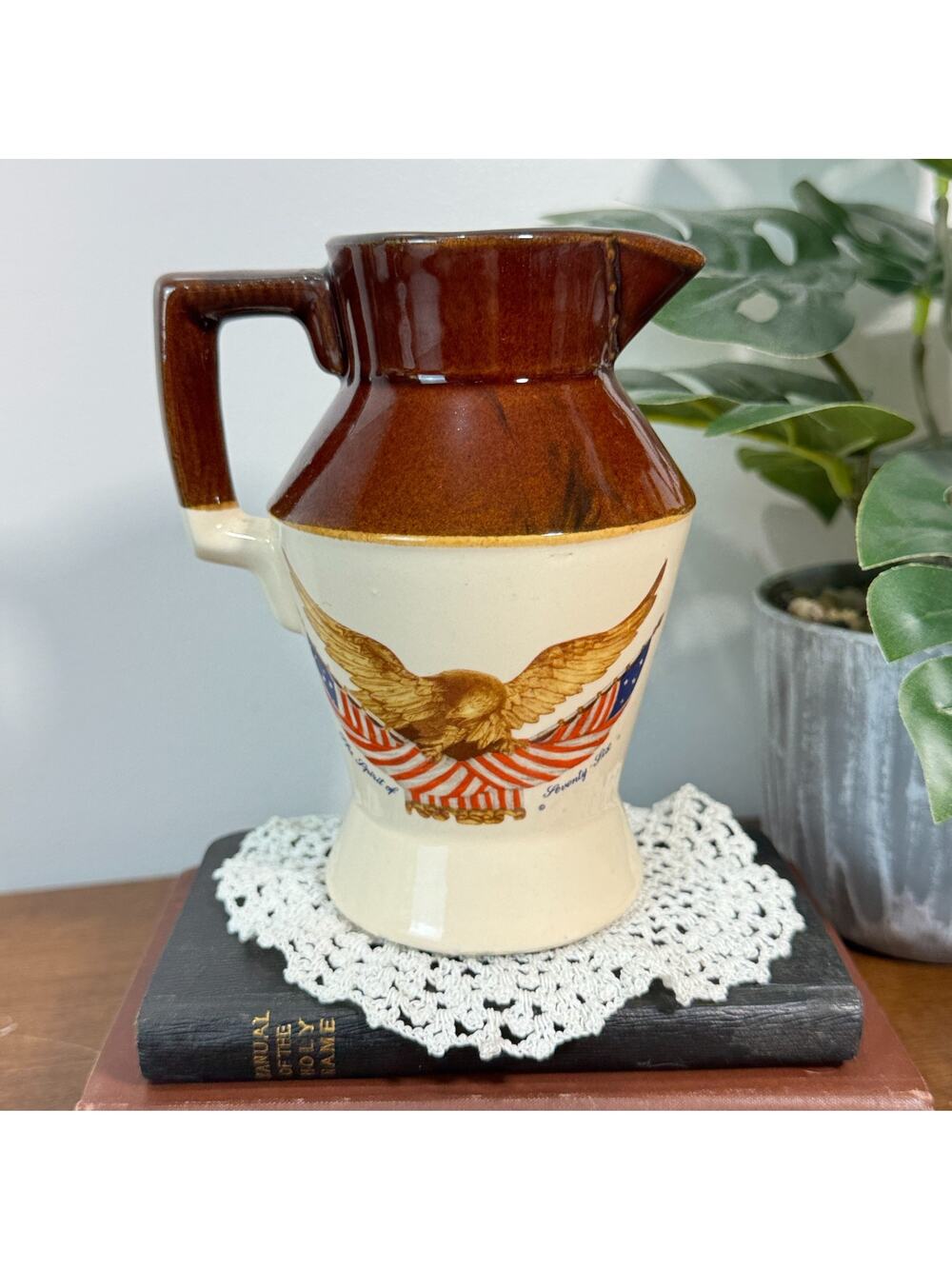 National Gallery of Art Eagle Ceramic Pitcher American Flag Americana 5.5" 1976